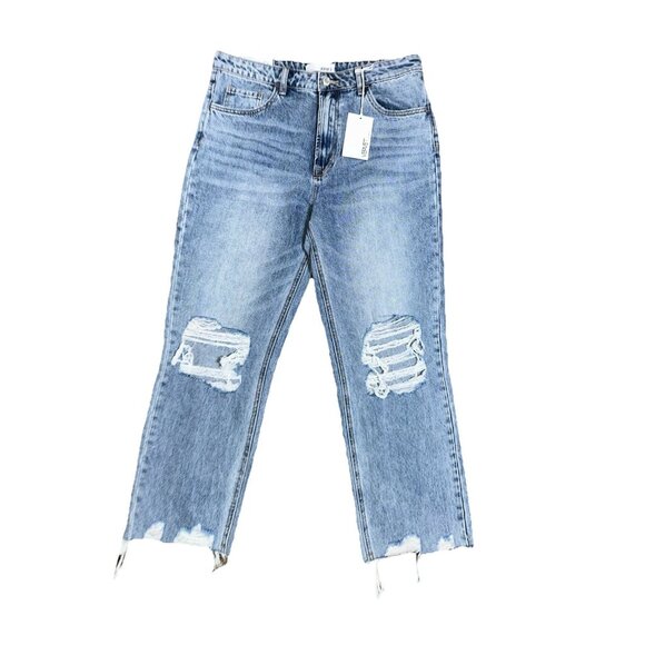 Judy Blue Vervet Sz 30 90s Vintage Crop Jeans Blue Melody Distressed Raw Hem Y2K - Picture 3 of 13